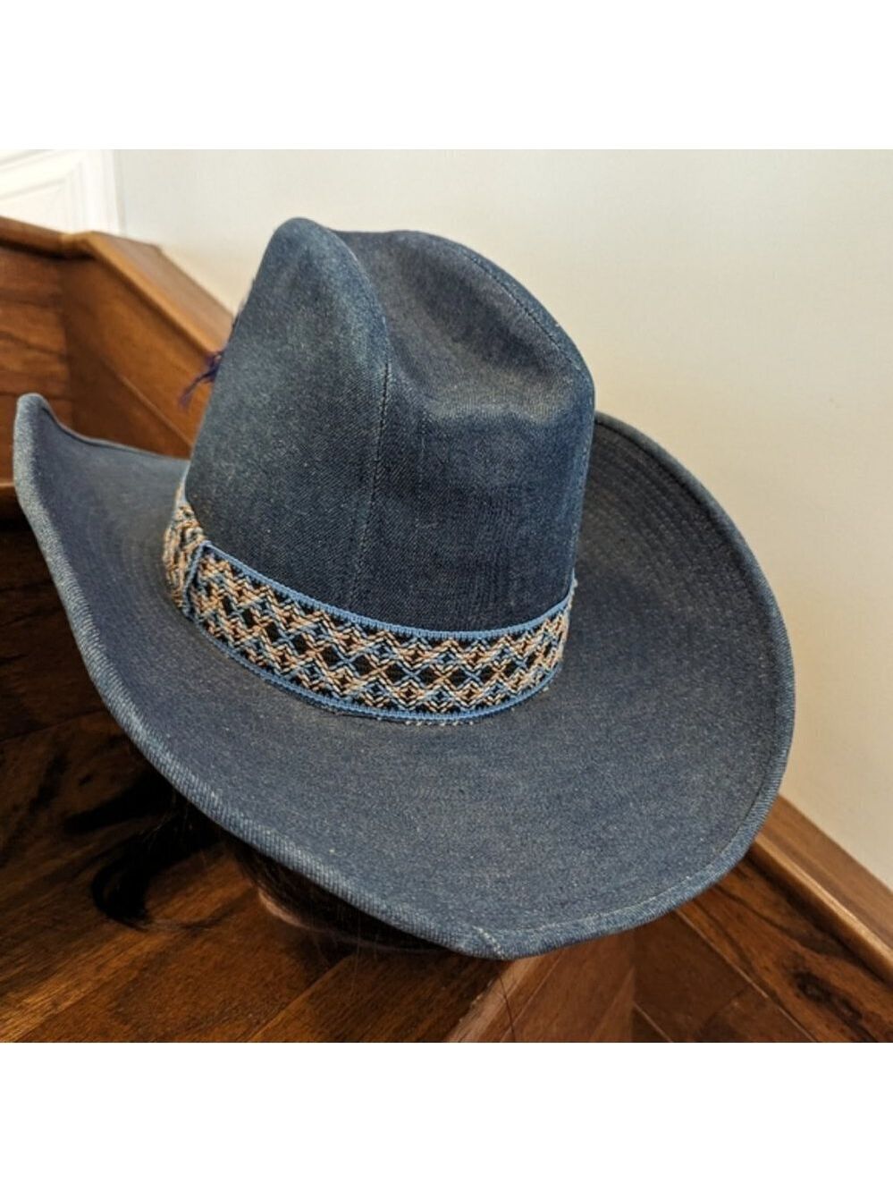 Vintage western 60's blue denim cowboy hat. Size 7-7 1/8 - Picture 6 of 16